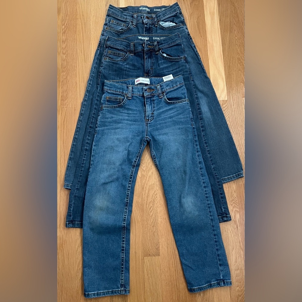 Wrangler Boys Size 8 Regular Straight Leg Blue Jeans (3 pair sold together)